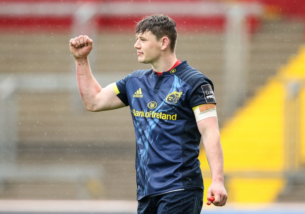 Alan Tynan celebrates at the final whistle.