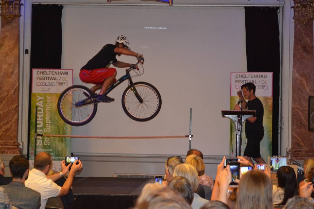 Stunt bike jump Cheltenham Cycling Festival Launch