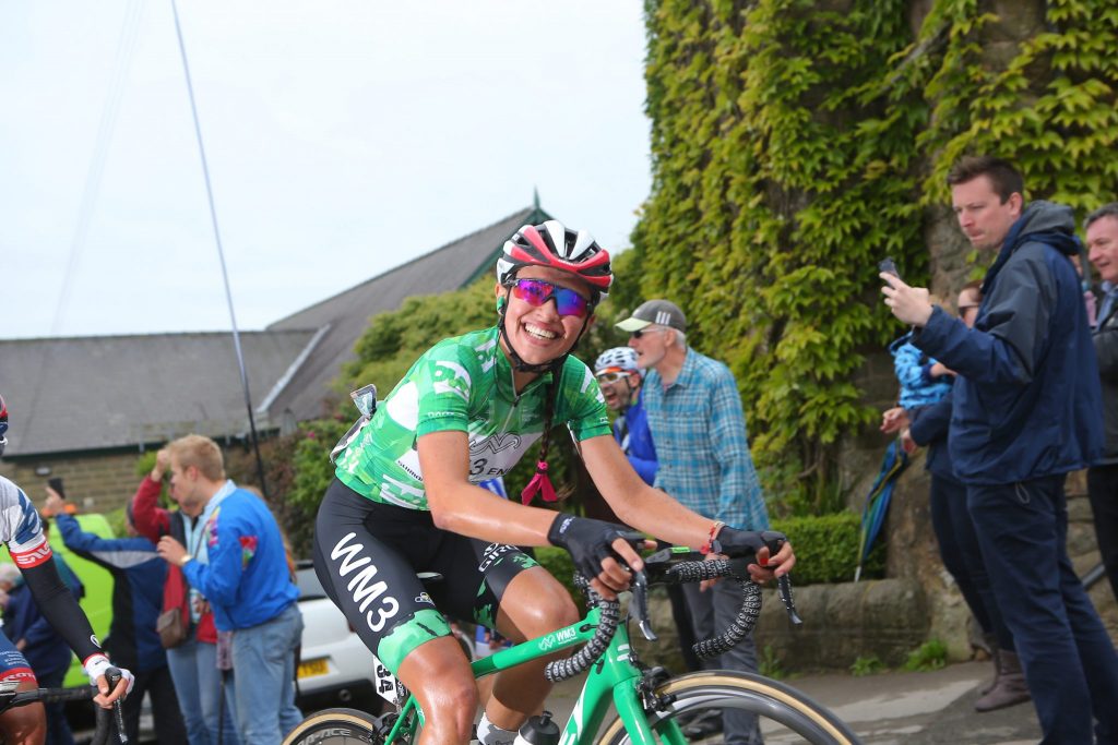 Niewiadoma OVO Energy Green Jersey smile Stage 4 Derbyshire