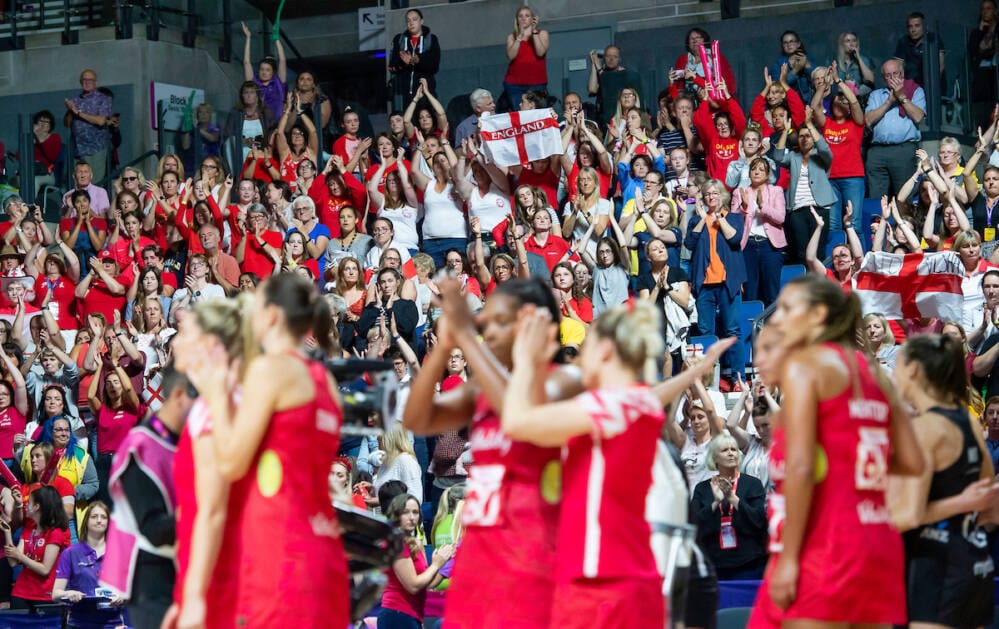 Vitality Roses celebrating at the Vitality Netball World Cup