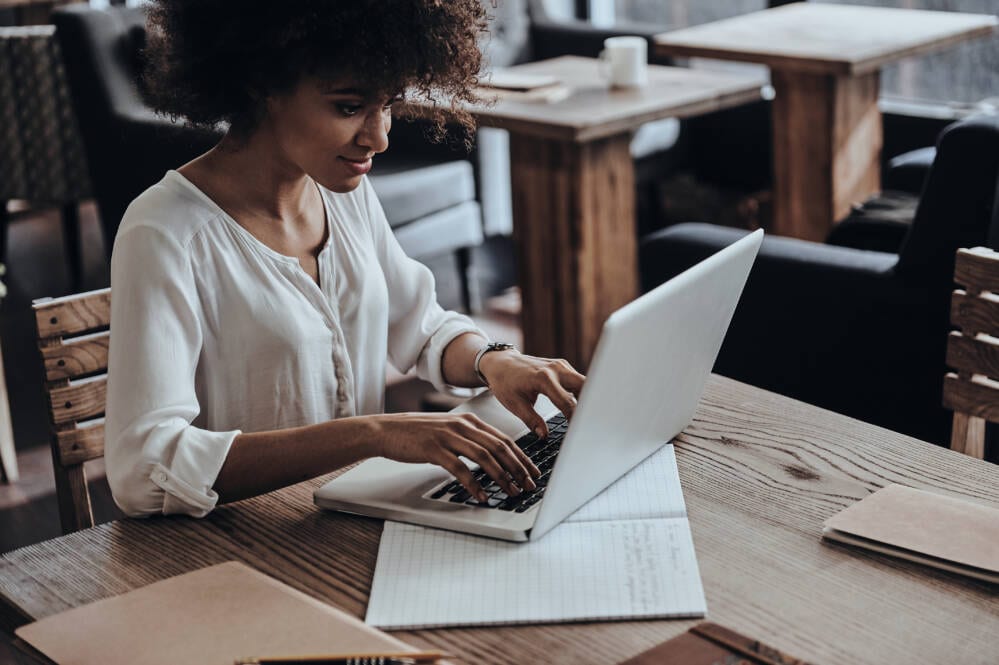 Woman using a computer Woman using a computer