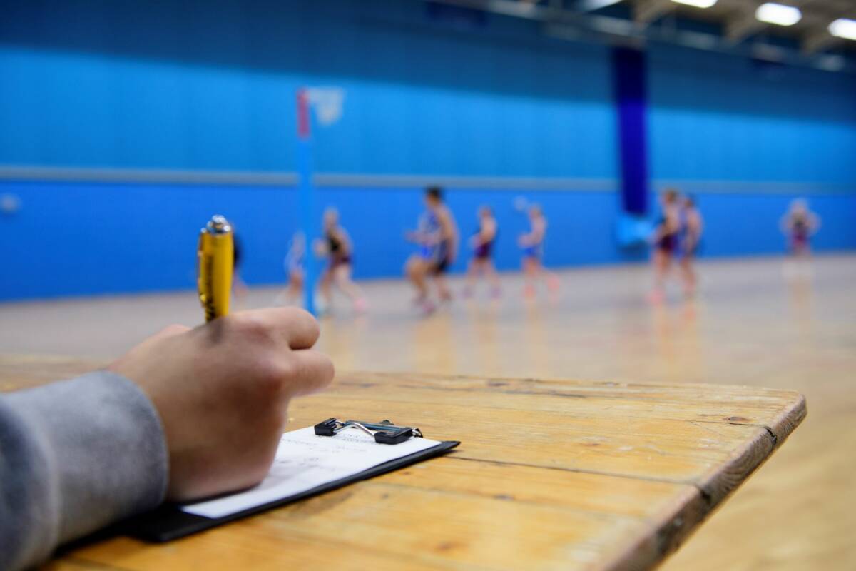 Clipboard at the side of a court