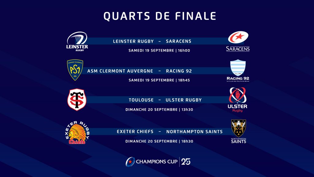 Modification des horaires de coup d’envoi des quarts de finale Modification des horaires de coup d’envoi des quarts de finale