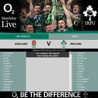 O2 MatchDay Live: England v Ireland O2 MatchDay Live: England v Ireland