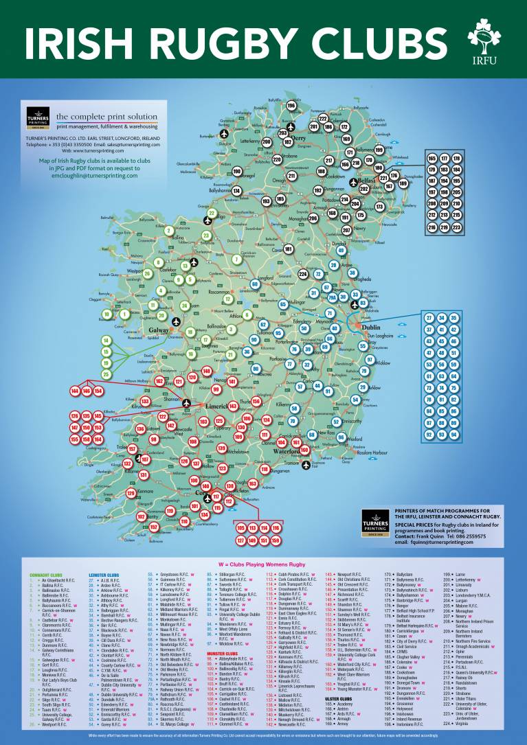 Irish Rugby Club Map