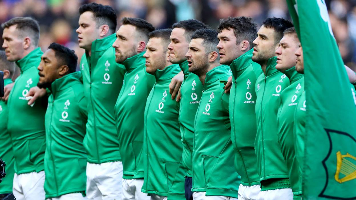 Ireland line up for the anthems in Murrayfield Ireland line up for the anthems in Murrayfield