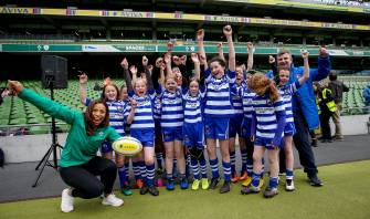 Aviva National Mini Rugby Festival 2019, Aviva Stadium, Dublin 19/5/2018 Sene Naoupu with Gort RFC 400 children from 20 clubs around Ireland got the dream opportunity to play on the same pitch as their Irish rugby heroes. To find out more, follow Aviva Ireland social media channels and use #SafeToDream Mandatory Credit ©INPHO/Tommy Dickson Aviva National Mini Rugby Festival 2019, Aviva Stadium, Dublin 19/5/2018 Sene Naoupu with Gort RFC 400 children from 20 clubs around Ireland got the dream opportunity to play on the same pitch as their Irish rugby heroes. To find out more, follow Aviva Ireland social media channels and use #SafeToDream Mandatory Credit ©INPHO/Tommy Dickson