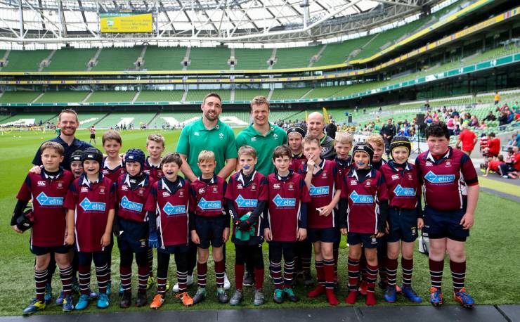 Aviva National Mini Rugby Festival 2019, Aviva Stadium, Dublin 19/5/2018 Ireland's Jack Conan and Josh van der Flier with Enniskillen RFC 400 children from 20 clubs around Ireland got the dream opportunity to play on the same pitch as their Irish rugby heroes. To find out more, follow Aviva Ireland social media channels and use #SafeToDream Mandatory Credit ©INPHO/Tommy Dickson Aviva National Mini Rugby Festival 2019, Aviva Stadium, Dublin 19/5/2018 Ireland's Jack Conan and Josh van der Flier with Enniskillen RFC 400 children from 20 clubs around Ireland got the dream opportunity to play on the same pitch as their Irish rugby heroes. To find out more, follow Aviva Ireland social media channels and use #SafeToDream Mandatory Credit ©INPHO/Tommy Dickson