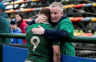 2019 World Rugby U20 Championship 5th Place Semi-Final, Club Old Resian, Rosario, Argentina 17/6/2019 Ireland's Craig Casey is consoled by his father after the game Mandatory Credit ©INPHO/Pablo Gasparini 2019 World Rugby U20 Championship 5th Place Semi-Final, Club Old Resian, Rosario, Argentina 17/6/2019 Ireland's Craig Casey is consoled by his father after the game Mandatory Credit ©INPHO/Pablo Gasparini