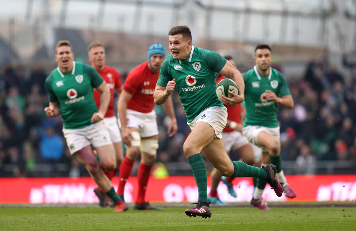 Jacob Stockdale runs in his second try 24/2/2018 Jacob Stockdale runs in his second try 24/2/2018