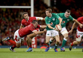 Under Armour Summer Series, Principality Stadium, Cardiff, Wales 31/8/2019 Wales vs Ireland Wales' Ryan Elias attempts to tackle Ireland's Jack Carty Mandatory Credit ©INPHO/Dan Sheridan Under Armour Summer Series, Principality Stadium, Cardiff, Wales 31/8/2019 Wales vs Ireland Wales' Ryan Elias attempts to tackle Ireland's Jack Carty Mandatory Credit ©INPHO/Dan Sheridan