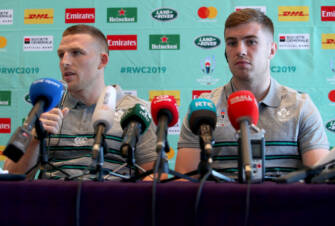 Andrew Conway and Luke McGrath at the Sunday morning press conference Mandatory Credit ©INPHO/Dan Sheridan Andrew Conway and Luke McGrath at the Sunday morning press conference Mandatory Credit ©INPHO/Dan Sheridan