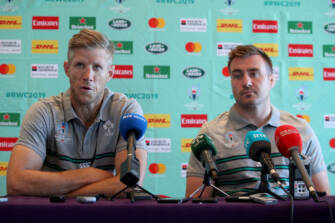 Ireland Rugby Press Conference, New Otani Hotel, Makuhari, 15/9/2019 Forwards coach Simon Easterby and Niall Scannell Mandatory Credit ©INPHO/Dan Sheridan Ireland Rugby Press Conference, New Otani Hotel, Makuhari, 15/9/2019 Forwards coach Simon Easterby and Niall Scannell Mandatory Credit ©INPHO/Dan Sheridan