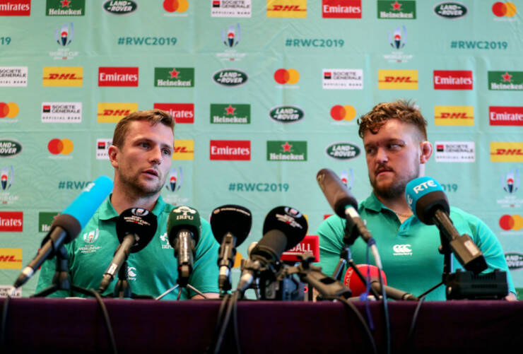 Ireland Rugby Press Conference, New Otani Hotel, Makuhari, 16/9/2019 Jack Carty and Andrew Porter Mandatory Credit ©INPHO/Dan Sheridan Ireland Rugby Press Conference, New Otani Hotel, Makuhari, 16/9/2019 Jack Carty and Andrew Porter Mandatory Credit ©INPHO/Dan Sheridan