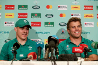 Ireland Rugby Press Conference, Grand Hyatt Fukuoka, Japan 7/10/2019 Garry Ringrose and Jordi Murphy Mandatory Credit ©INPHO/Dan Sheridan Ireland Rugby Press Conference, Grand Hyatt Fukuoka, Japan 7/10/2019 Garry Ringrose and Jordi Murphy Mandatory Credit ©INPHO/Dan Sheridan
