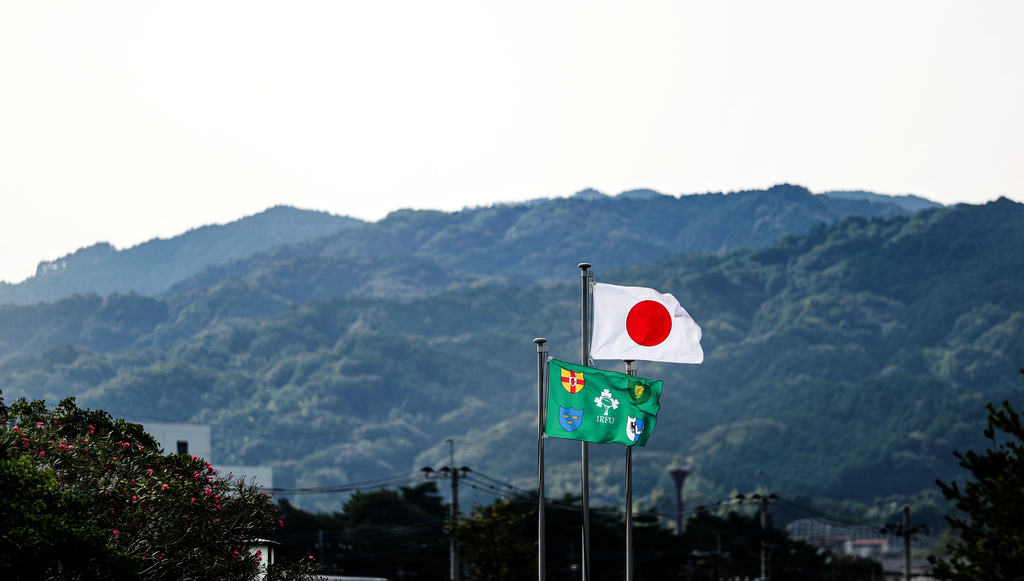Ireland Rugby Squad Training, Shirouzuoike Park, Fukuoka, Japan 7/10/2019 A view of an Ireland and Japan flag at training Mandatory Credit ©INPHO/Dan Sheridan Ireland Rugby Squad Training, Shirouzuoike Park, Fukuoka, Japan 7/10/2019 A view of an Ireland and Japan flag at training Mandatory Credit ©INPHO/Dan Sheridan