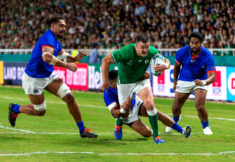 2019 Rugby World Cup Pool A, Fukuoka Hakatanomori Stadium, Fukuoka Prefecture, Fukuoka City 12/10/2019 Ireland vs Samoa Ireland's Jonathan Sexton scores their fourth try Mandatory Credit ©INPHO/Jayne Russell 2019 Rugby World Cup Pool A, Fukuoka Hakatanomori Stadium, Fukuoka Prefecture, Fukuoka City 12/10/2019 Ireland vs Samoa Ireland's Jonathan Sexton scores their fourth try Mandatory Credit ©INPHO/Jayne Russell