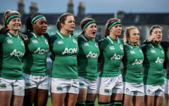 Ireland line up for the anthems ahead of the Women's International against Scotland Ireland line up for the anthems ahead of the Women's International against Scotland