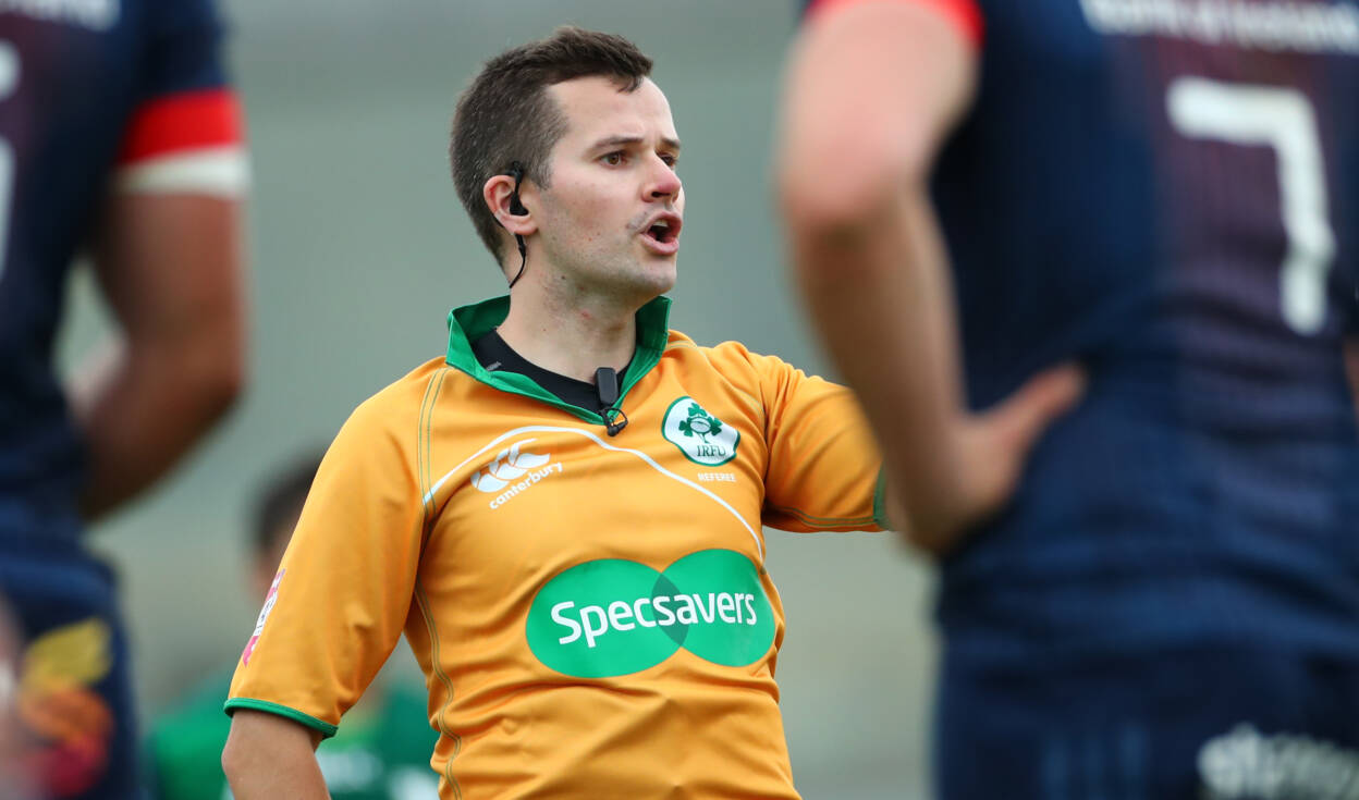 IRFU Referee Sean Gallagher in action in a pre-season friendly between Munster and Connacht IRFU Referee Sean Gallagher in action in a pre-season friendly between Munster and Connacht