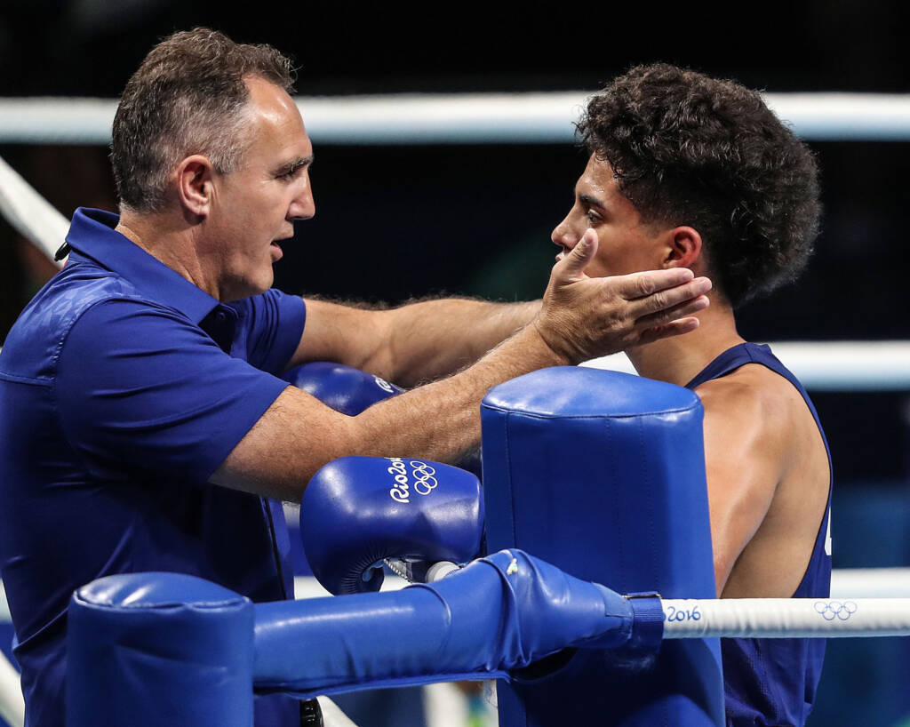 USA Boxing Coach Billy Walsh with Antonio Vargas at the Rio 2016 Olympic Games