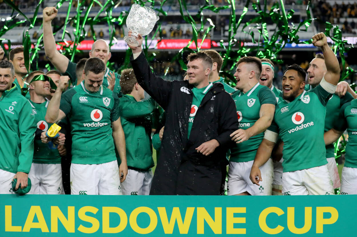 3rd Test, Allianz Stadium, Sydney, Australia 23/6/2018 Australia vs Ireland Ireland's Peter O'Mahony lifts the Lansdowne Cup Mandatory Credit ©INPHO/Dan Sheridan 3rd Test, Allianz Stadium, Sydney, Australia 23/6/2018 Australia vs Ireland Ireland's Peter O'Mahony lifts the Lansdowne Cup Mandatory Credit ©INPHO/Dan Sheridan