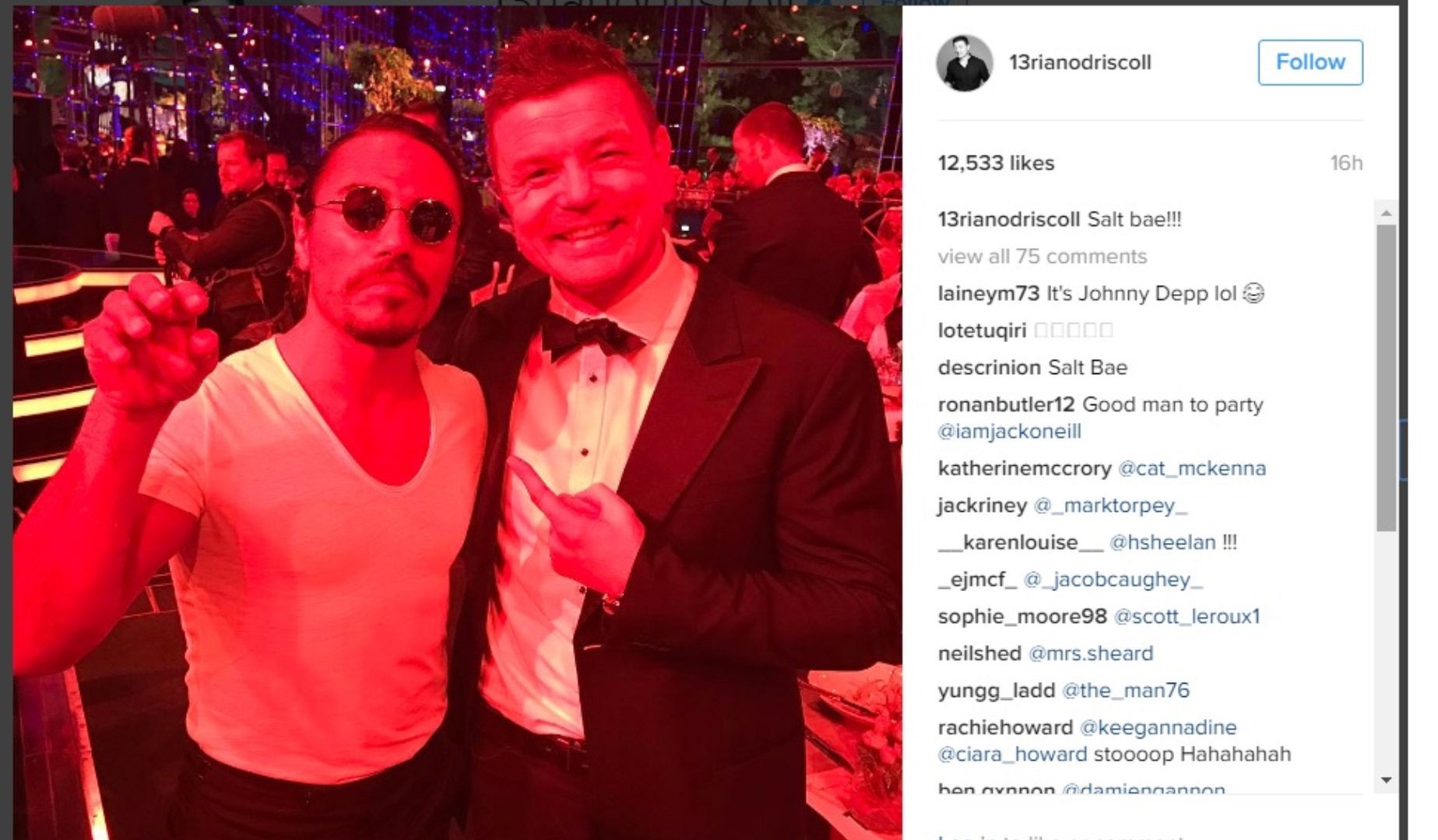 O’Driscoll meets ‘Salt Bae’ at the Laureus Sports Awards O’Driscoll meets ‘Salt Bae’ at the Laureus Sports Awards