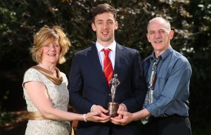 Munster Young Player of the Year Darren Sweetnam with his parents Kathleen and Leslie.