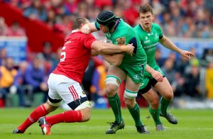 Jean Deysel makes an early hit on Eoin McKeon.