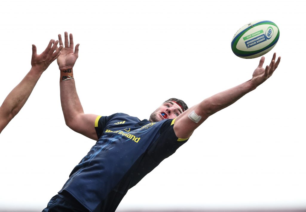 Academy lock Sean O’Connor claims the lineout.