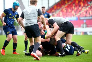 Academy prop Liam O’Connor touches down for Munster Development's first try on 15 minutes.