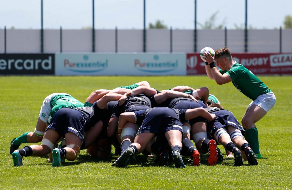Munster's Jack Stafford feeds the ball into the scrum against Scotland this morning.