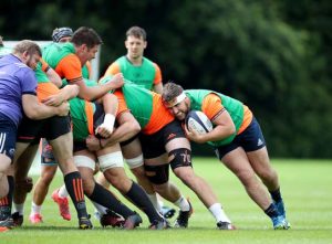 Rhys Marshall protects the ball.