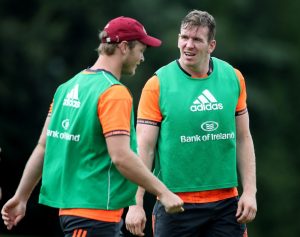 Tyler Bleyendaal and Chris Farrell taking part in preseason training.