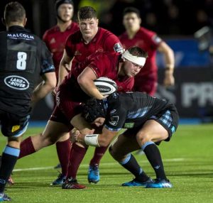 On his fourth consecutive start, the academy's Liam O'Connor is tackled by Tim Swinson.