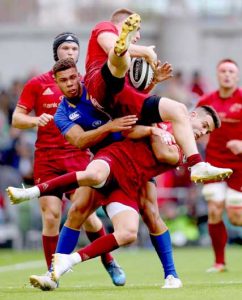 Andrew Conway wins the contest for the high ball.