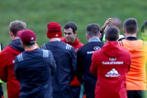 Head Coach Johann van Graan speaks to the players in UL.