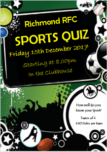 Richmond RFC will host a Sports Quiz tonight