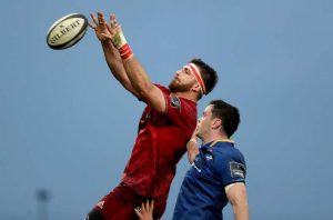 Jean Kleyn claims the lineout ball ahead of James Ryan Mandatory Credit ©INPHO/Dan Sheridan