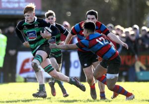 Bandon's Nico Bakker on the attack in the Schools Senior Cup first round