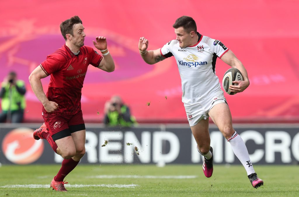 Darren Sweetnam and Jacob Stockdale in action last season.