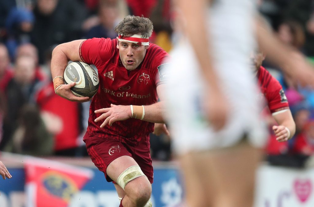 Dave O'Callaghan on the charge against Ulster at Thomond Park last season.