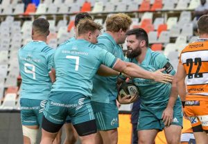 Team mates congratulate Kevin O'Byrne.