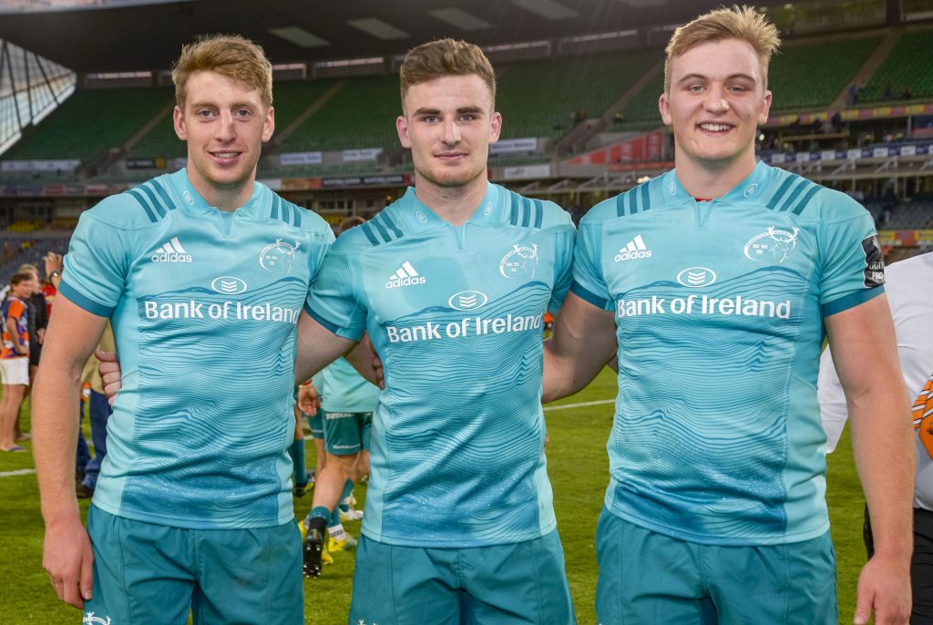 Academy players Liam Coombes, Shane Daly and Gavin Coombes after the Cheetahs game with Sean O'Connor also playing his part in the win.