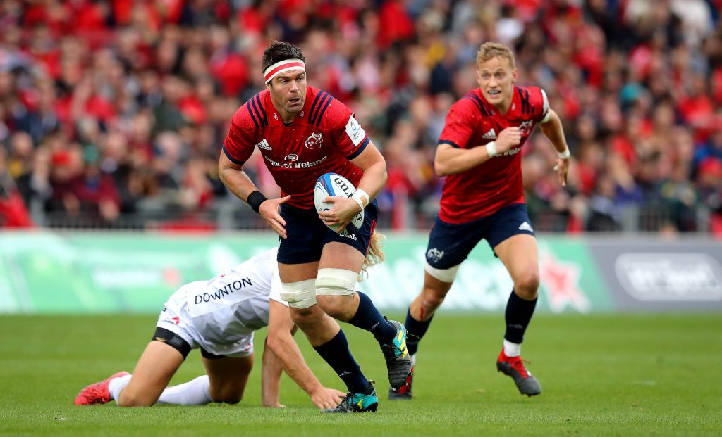 Billy Holland and Mike Haley in Champions Cup action against Gloucester.