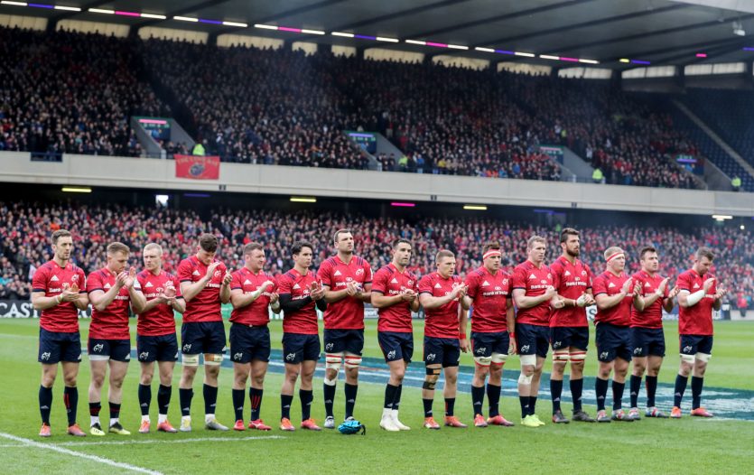 The Munster side were boosted by a huge contingent of Munster fans at Murrayfield in last weekend's Champions Cup quarter-final. The Munster side were boosted by a huge contingent of Munster fans at Murrayfield in last weekend's Champions Cup quarter-final.