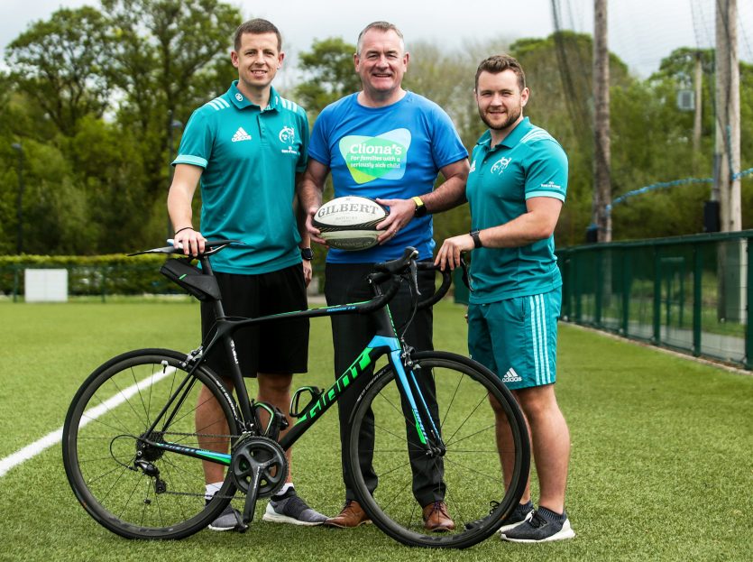 Munster physios Keith Thornhill and Marc Beggs with Cliona’s Foundation Co-Founder Brendan Ring Munster physios Keith Thornhill and Marc Beggs with Cliona’s Foundation Co-Founder Brendan Ring