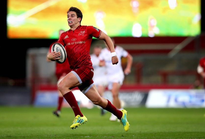Joey Carbery on his way to scoring Munster's Try of the Season. Joey Carbery on his way to scoring Munster's Try of the Season.