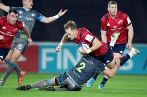 Mike Haley tackled by Scott Otten.