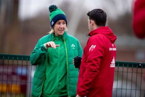 Referee Joy Neville with George Murray