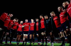 Peter O’Mahony speaks to the team after Munster's 21-all draw with Racing 92.